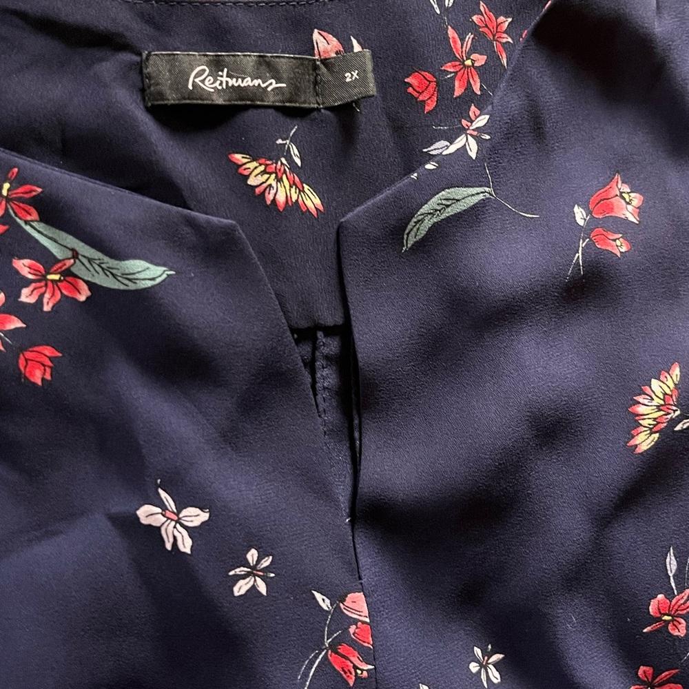 Reitmans Dark Blue Dress with Floral Design